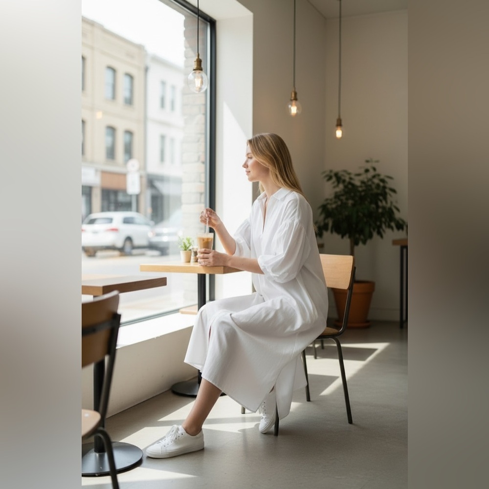 English Factory White V-Neck Midi Sleep Dress - Picture 2 of 7